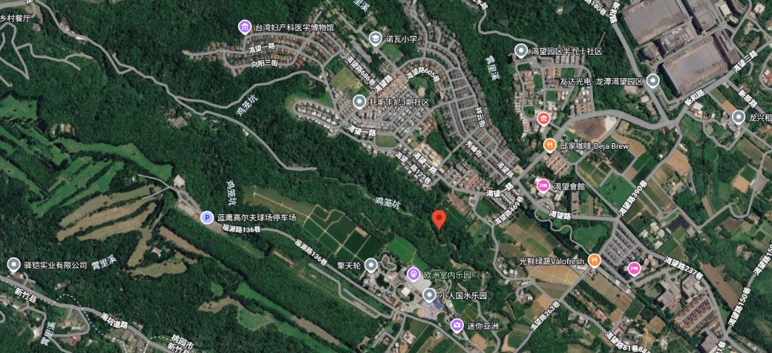 Satellite map: the Jilongkeng creek and the biodiversity path