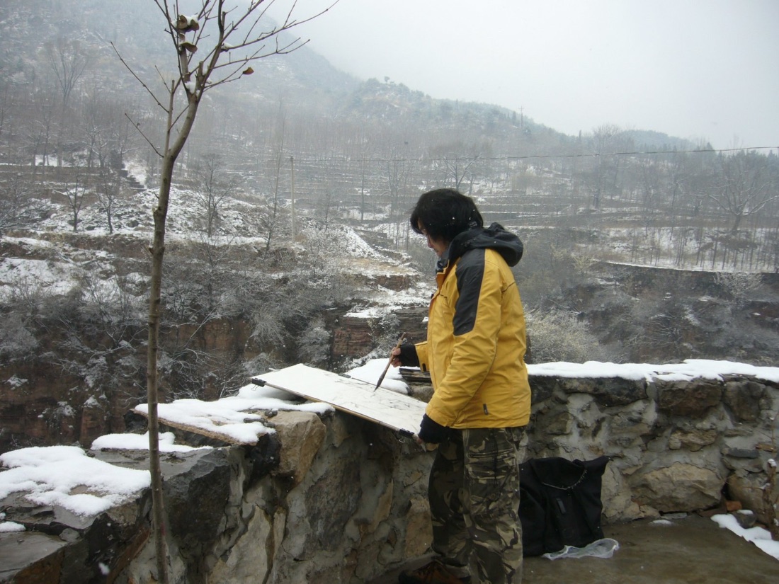 太行山郭亮村雪後寫生