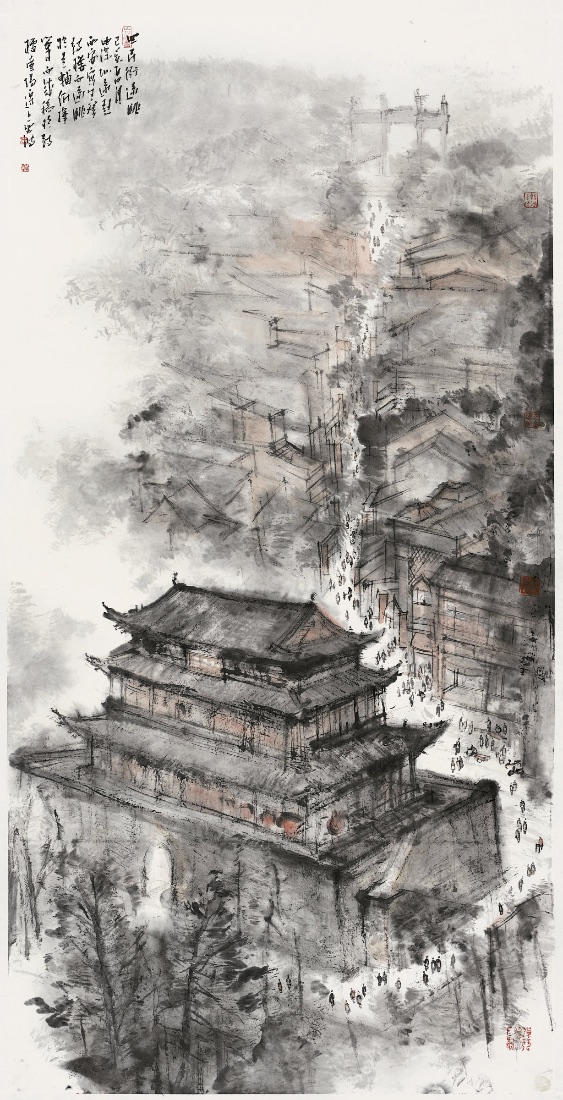 西安鼓樓回民街遠眺