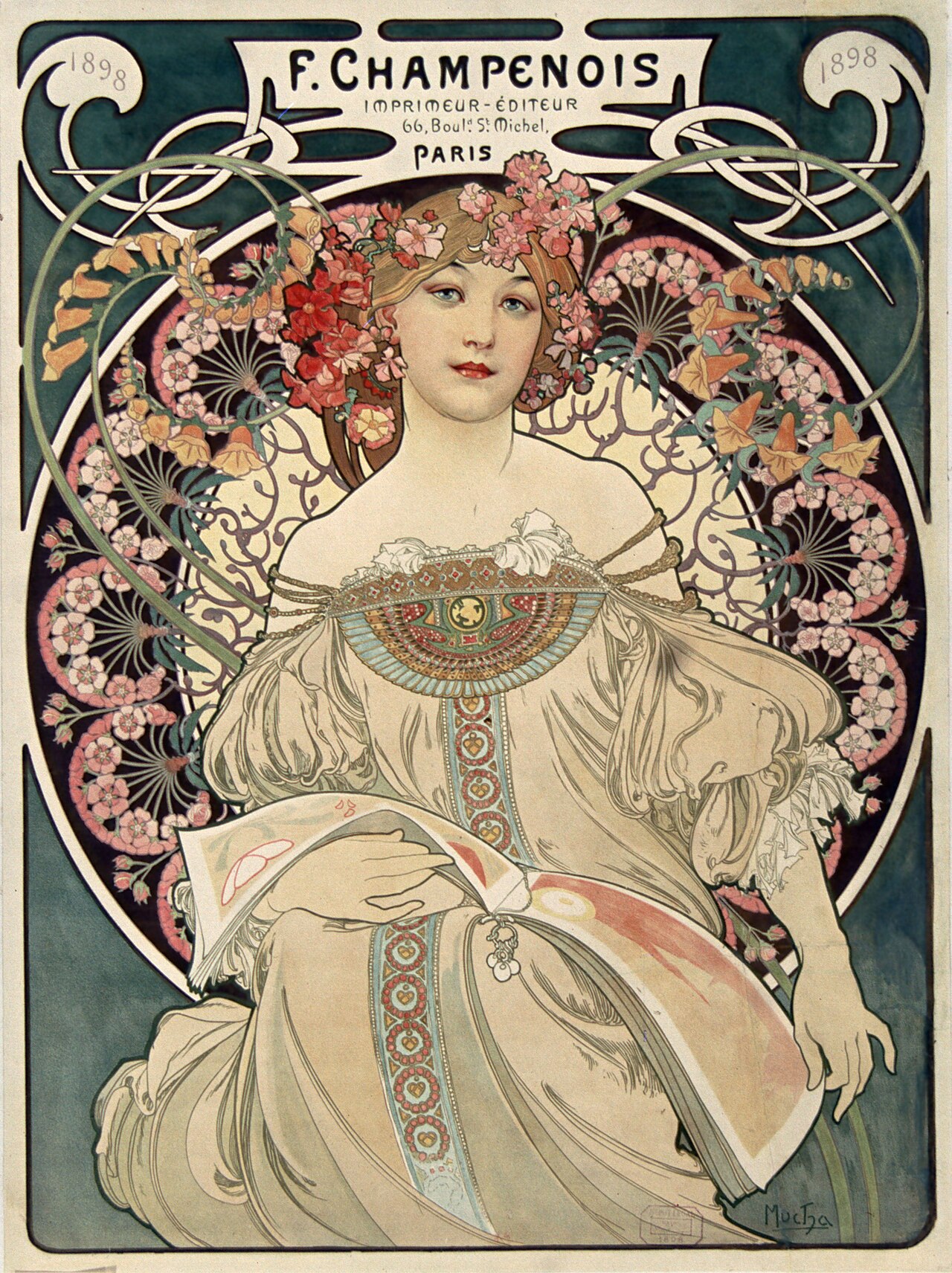 F. Champenois imprimeur-éditeur poster by Alphonse Mucha, 1898