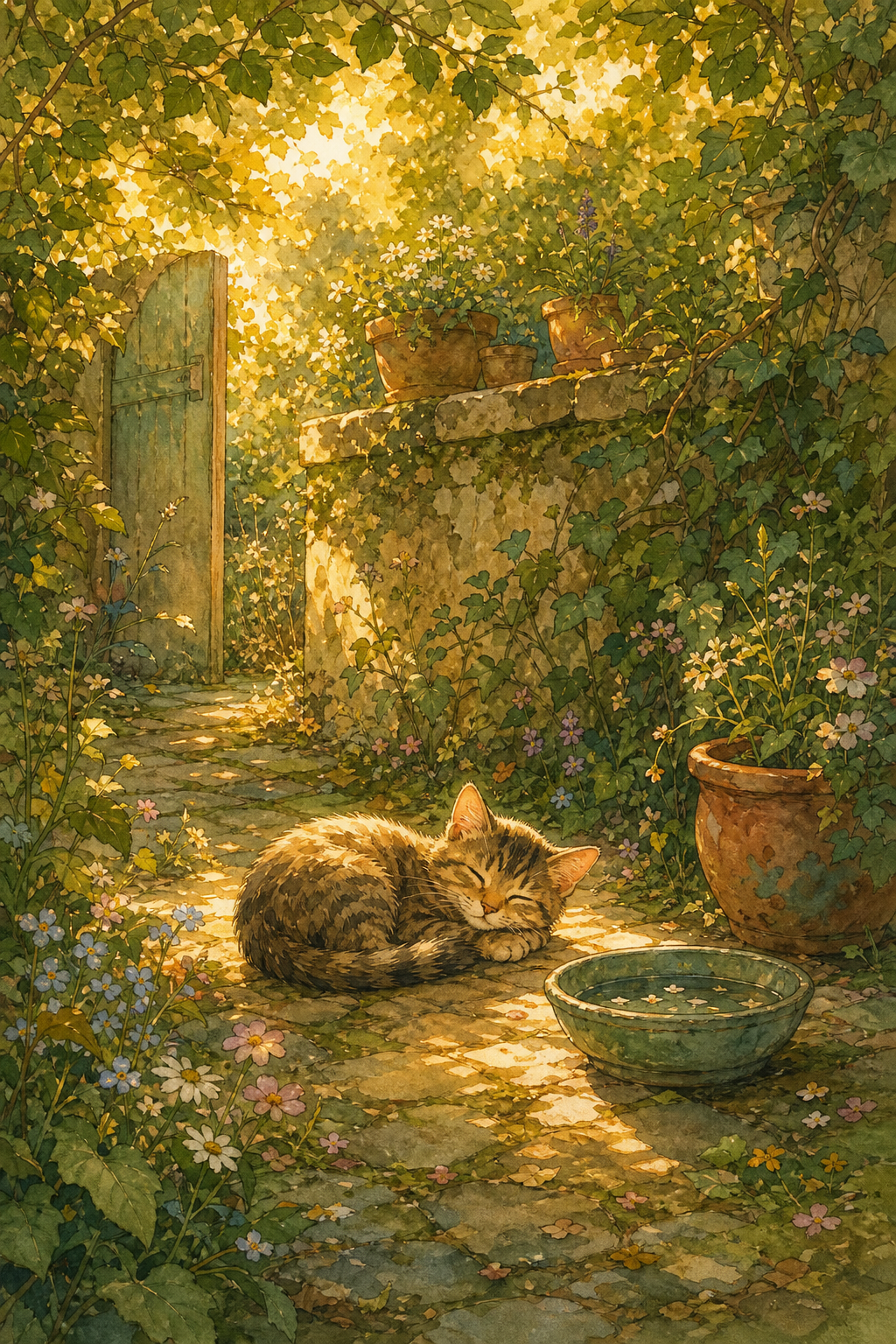 J&H Garden — a sun-dappled sanctuary where cats find safety, warmth, and belonging