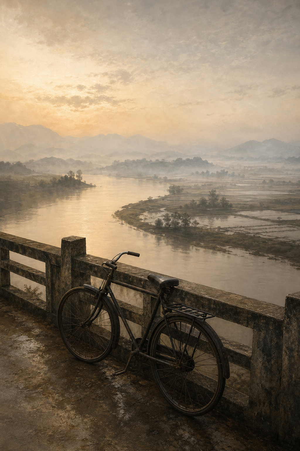 The river at the bend — intimate view from the bridge where a childhood commute became a lifelong inquiry