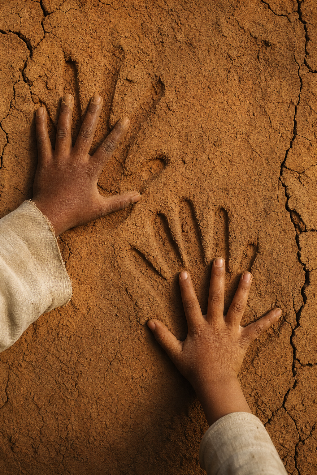 Earthen and cork textures, hand-pressed and hardened