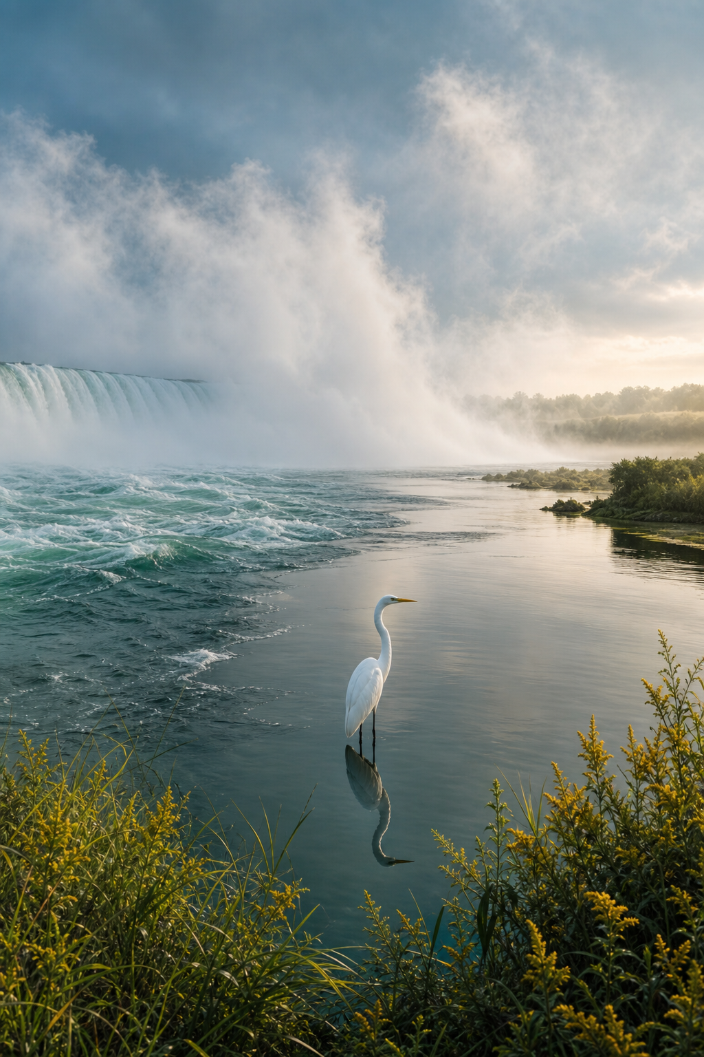 Mist rising over open water at the edge of the Golden Horseshoe