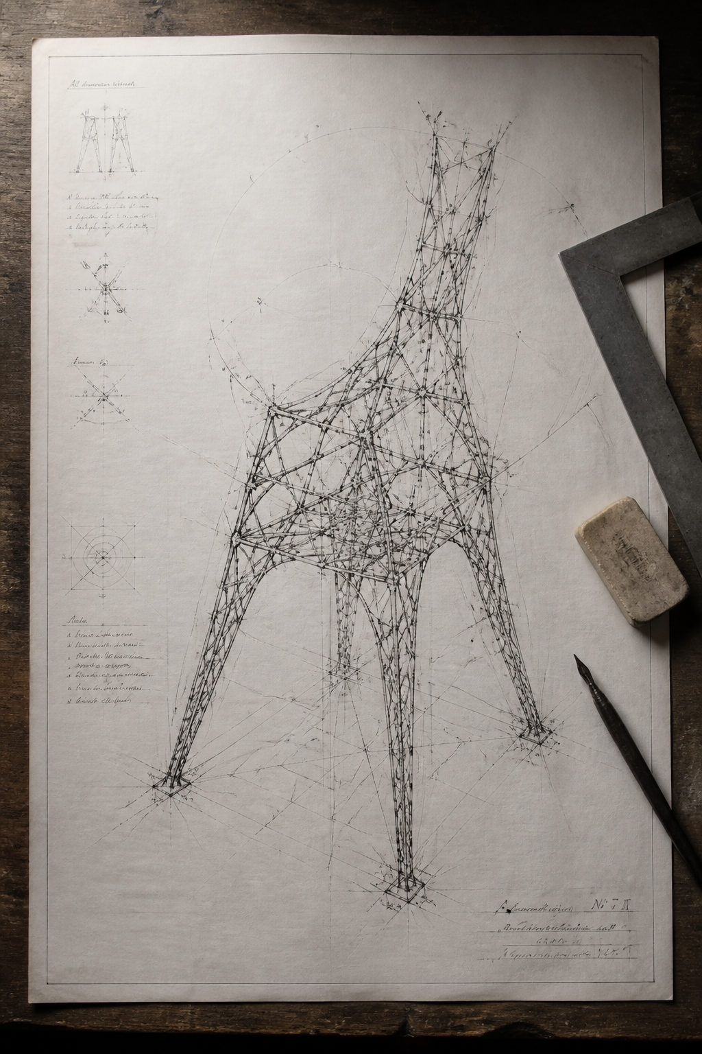 A bare drawing surface in an engineering atelier