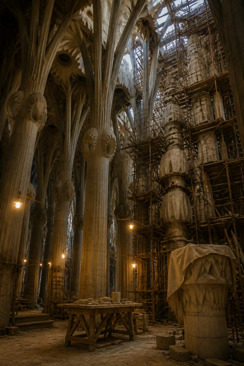 An accumulated, unresolved interior view of the basilica