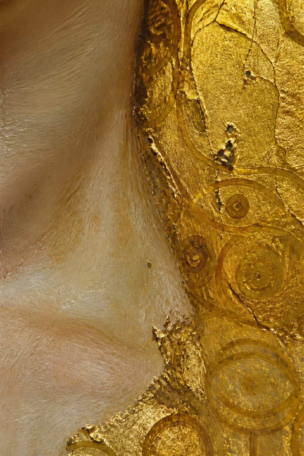 Modelled perceptual study of a metallic leaf surface: gold and silver tesserae, cracked and burnished.