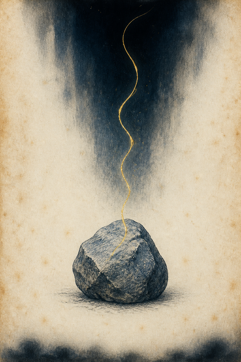 One stone with a single thin bright thread running out of it