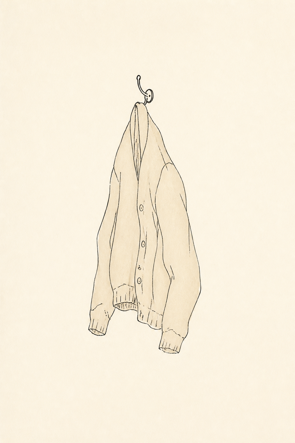 A cardigan on a hook — cool all of a sudden