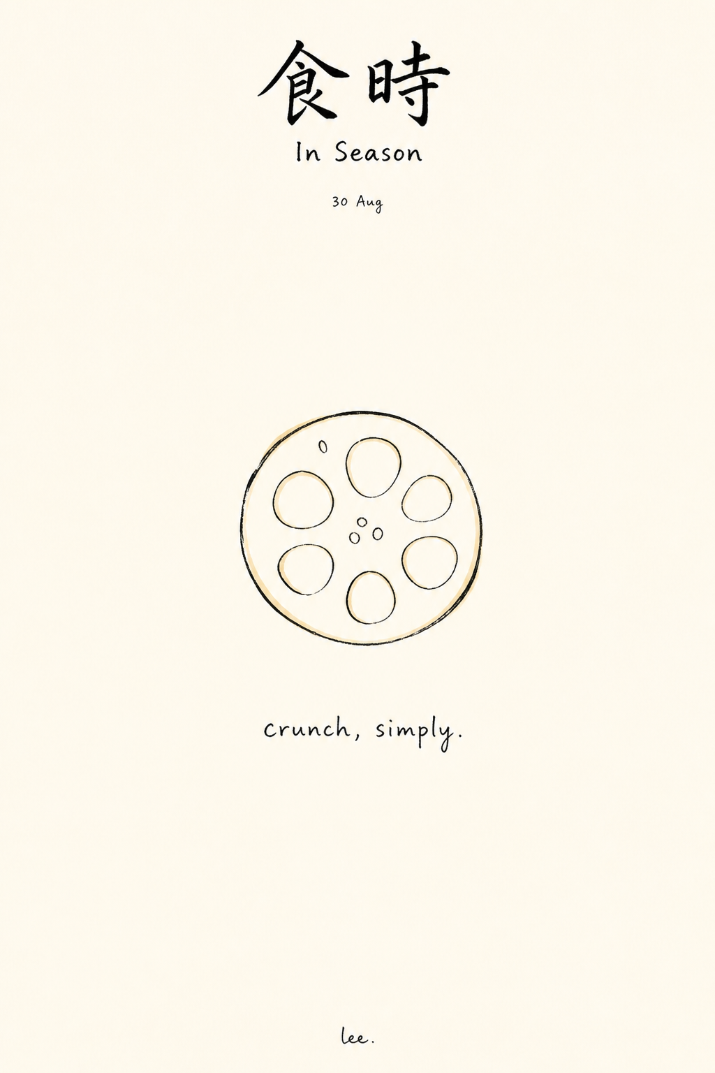 A single lotus root slice with its holes drawn open. Something to bite. That was all it was.