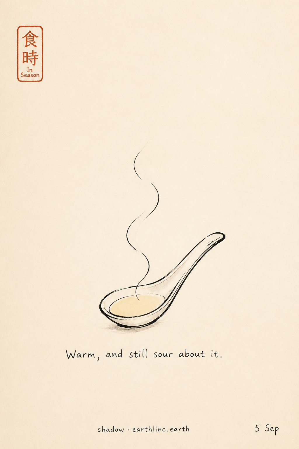 A spoon lifted, steam curling off it