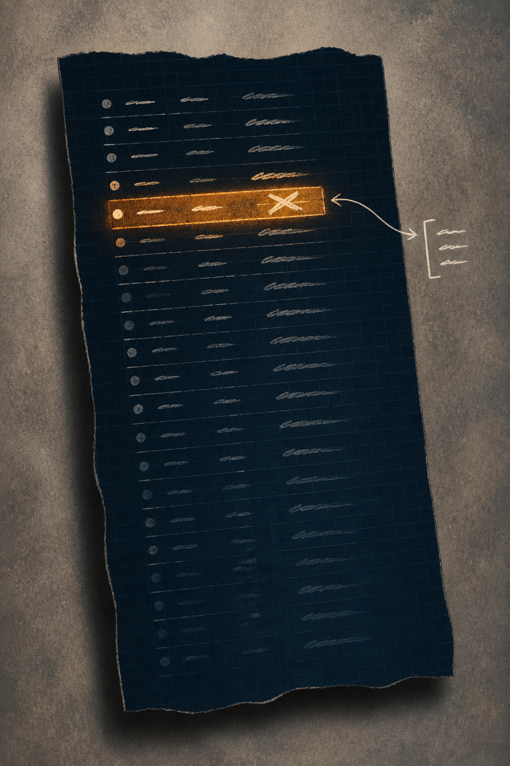 A station board where one CANCELLED row glows and all on-time rows fade — you kept the one that stopped