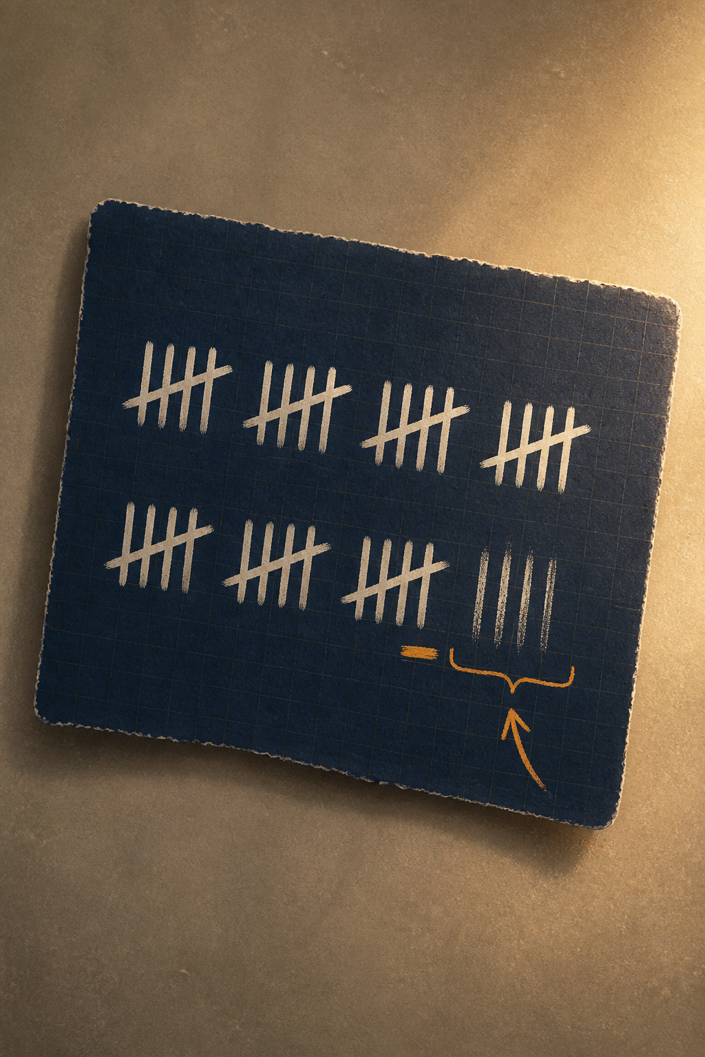 Twelve tally strokes — the last four go shaky and thin; twelve felt hard, so it must not be true